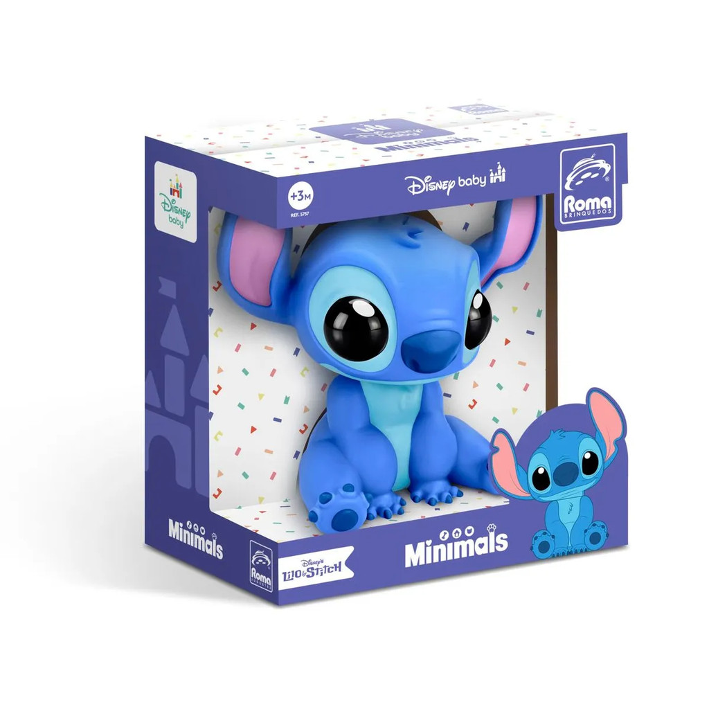 Boneco Vinil Mini Stitch Disney Baby Coleção Minimals 15cm Roma