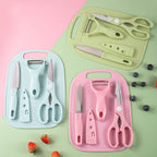 Kit de Utensílios Cozinha 5 Peças | Faca, Tesoura, Descascador e Tábua