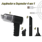 Mini Aspirador de Pó Portátil Sem Fio 4 em 1 | 6000Pa Recarregável (Carro e Casa)